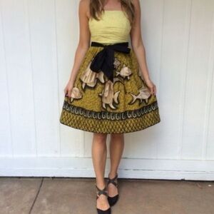 Anthropologie Vanessa Virginia Fish Pattern Baxter Bay Mini Strapless Dress